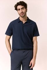 OOTO Piqu&eacute; V-neck polo shirt Navy