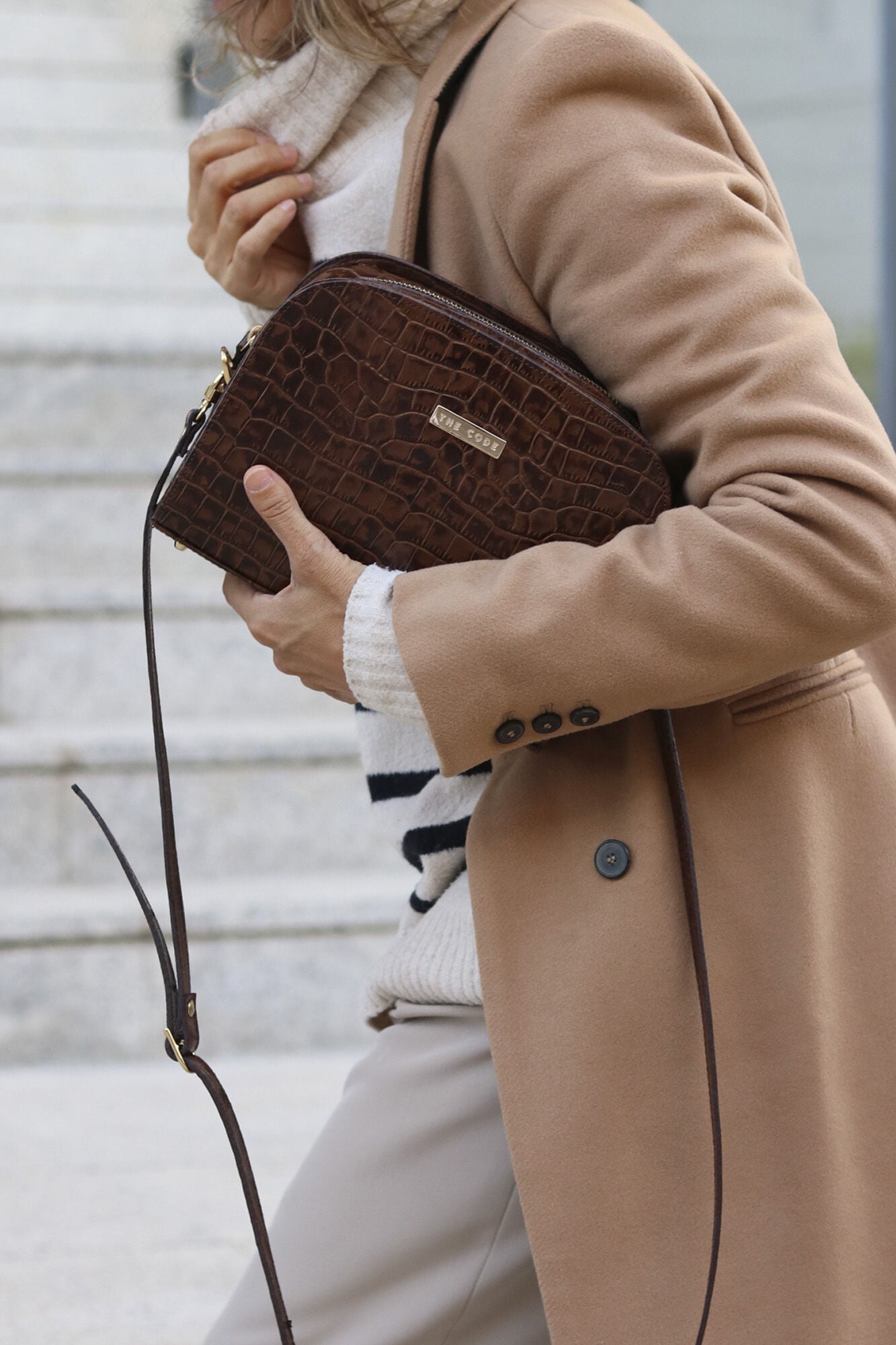 The Code Leather Casandra crossbody Dark brown