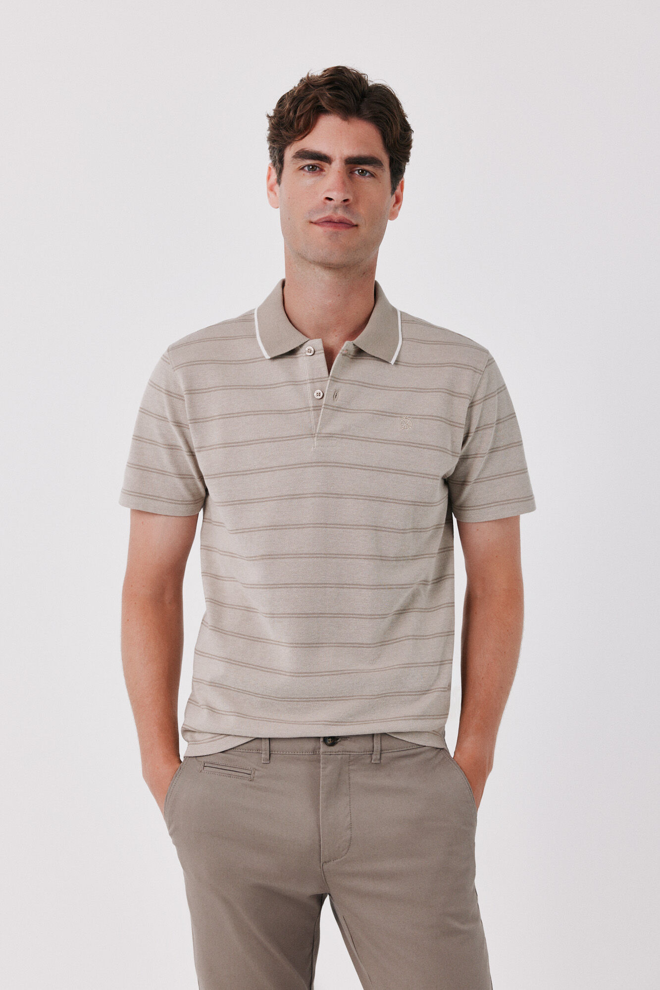 Cortefiel Striped oxford polo shirt