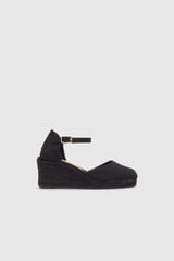 Casta&ntilde;er Dyed jute wedge espadrille Black