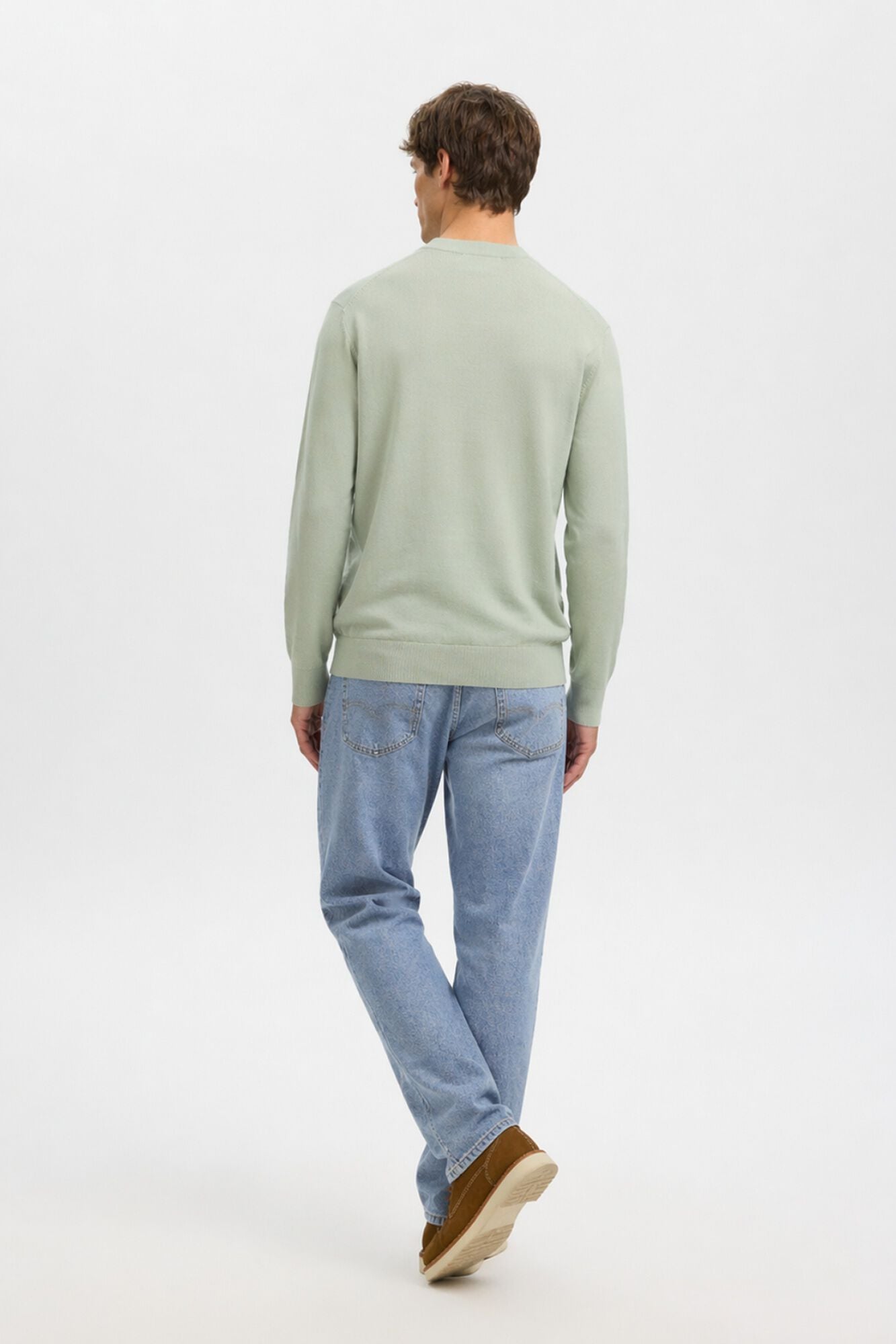 Selected Camisola leve 100% algod&atilde;o org&acirc;nico Verde