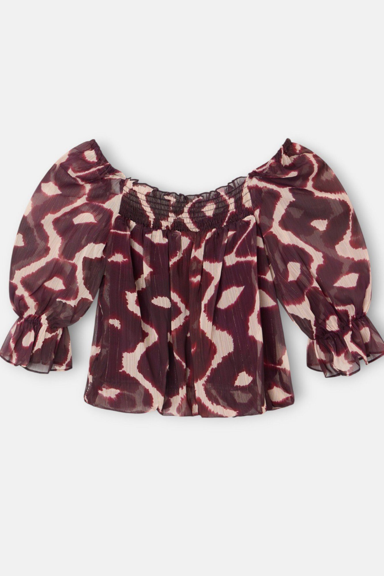 Silbon Blusa franzida estampada Castanho