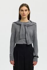 Selected 100% merino wool jumper Grey