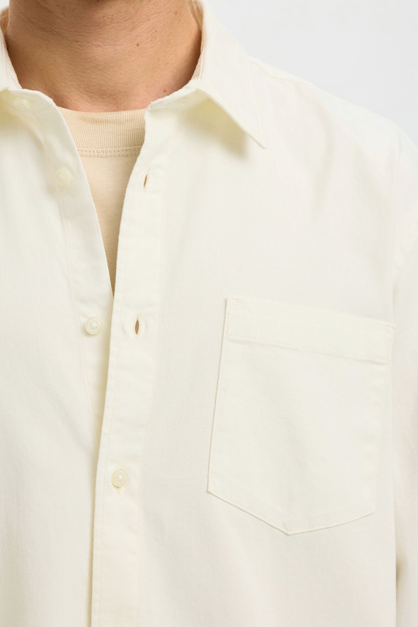 Selected Camisa de ganga leve 100% algod&atilde;o org&acirc;nico