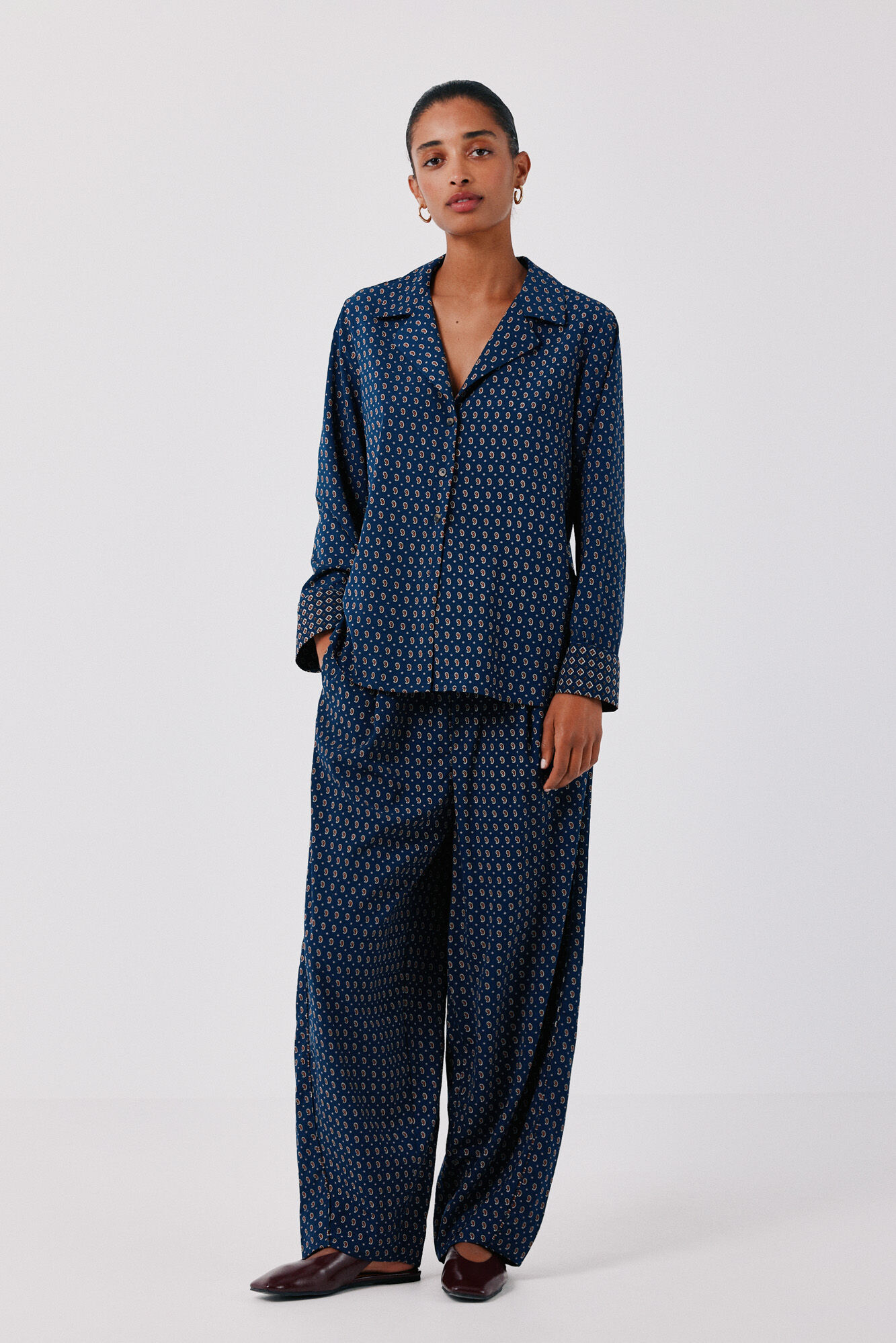 Cortefiel Printed pyjama shirt Printed blue