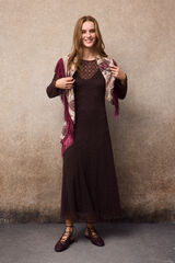 Slowlove Vestido de renda Castanho