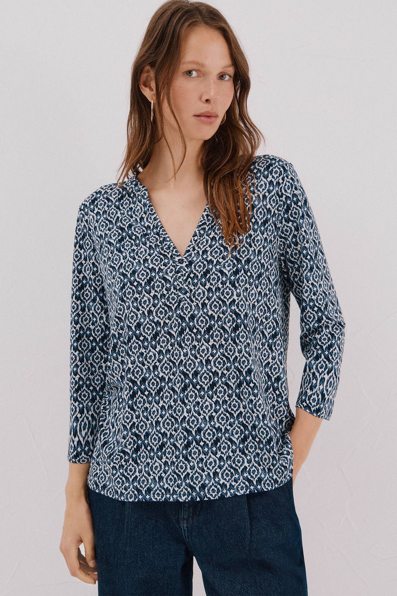 Cortefiel Basic top with mandarin collar