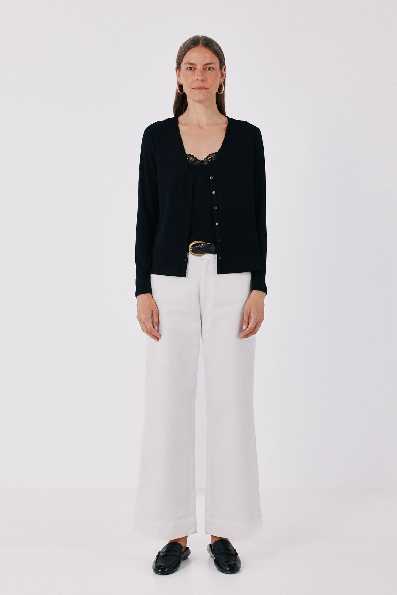 Cortefiel Lace detail double cardigan Black