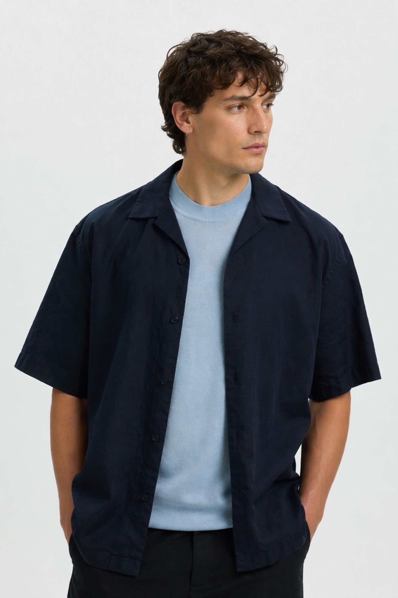 Selected Camisa de manga curta Azul
