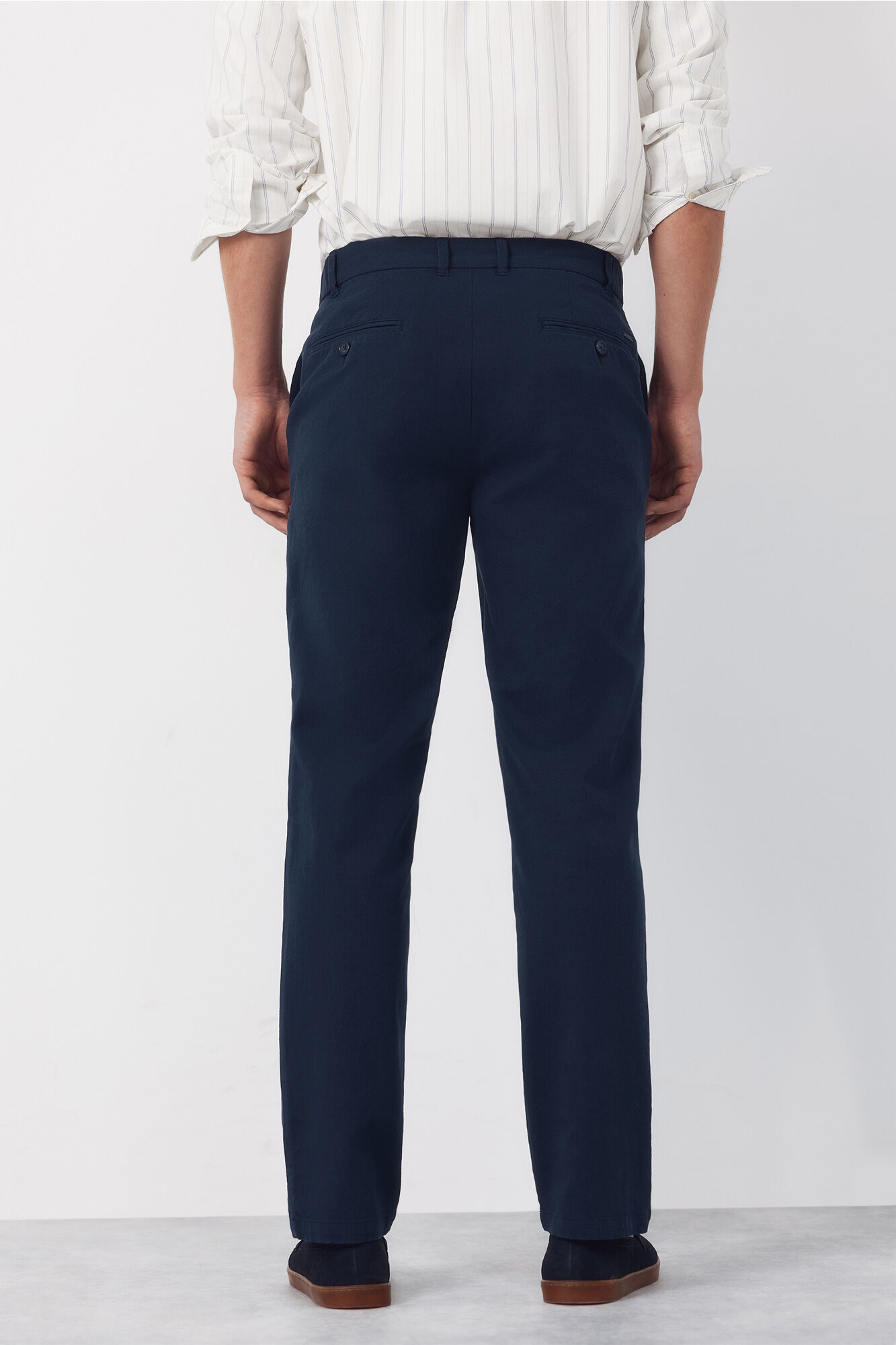 Cortefiel Cotton-linen regular chinos Blue