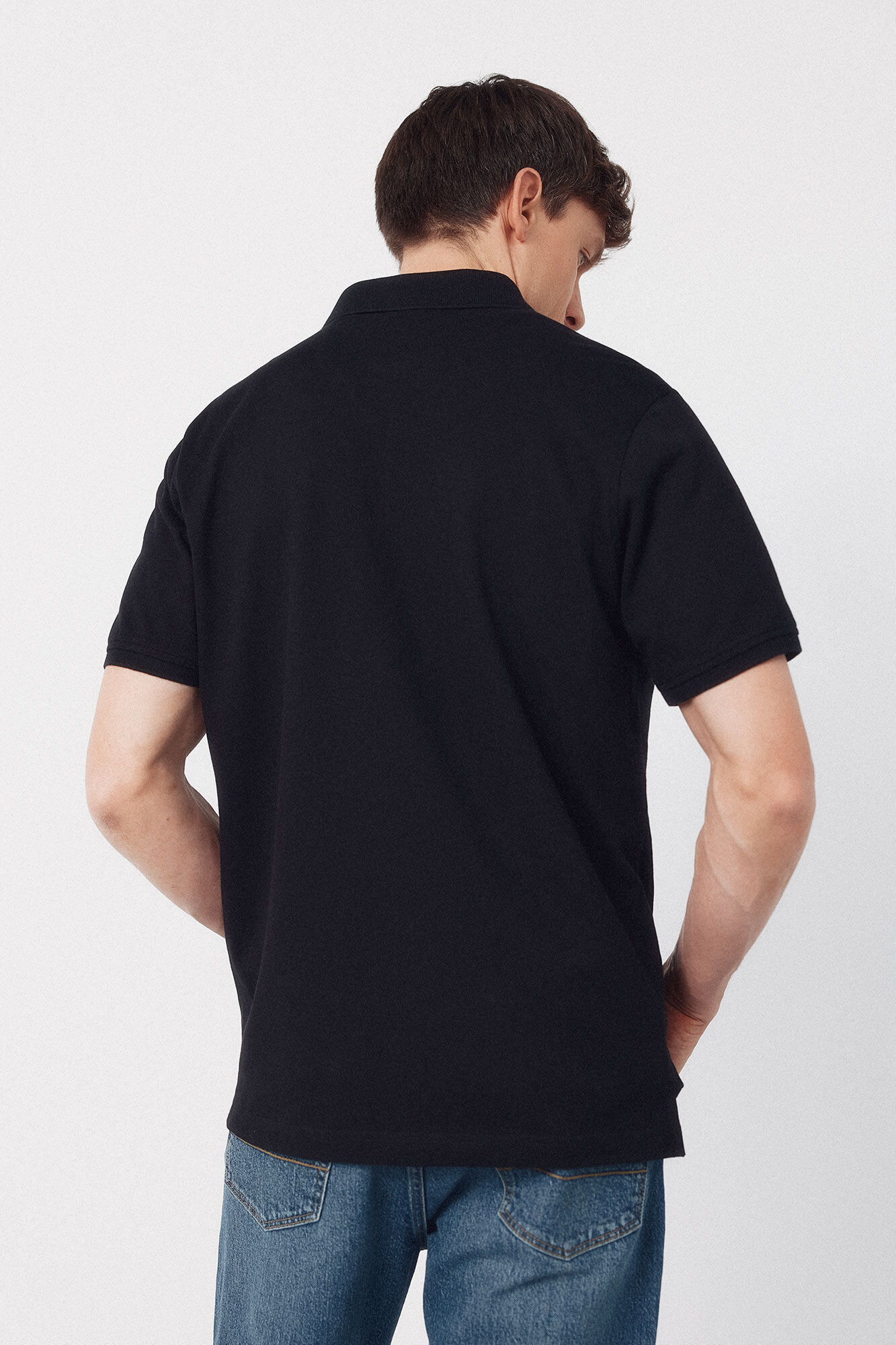 Cortefiel Polo b&aacute;sico piqu&eacute; Negro
