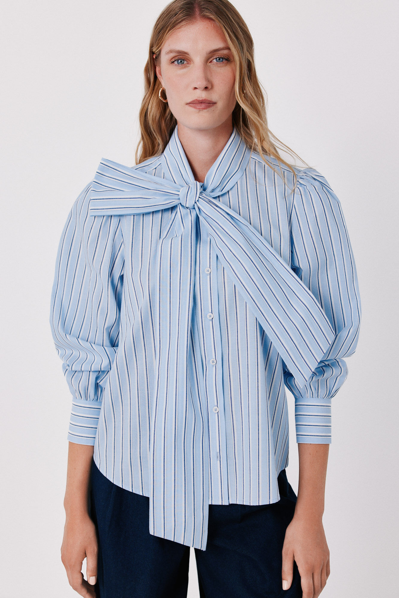 Cortefiel Striped tie blouse