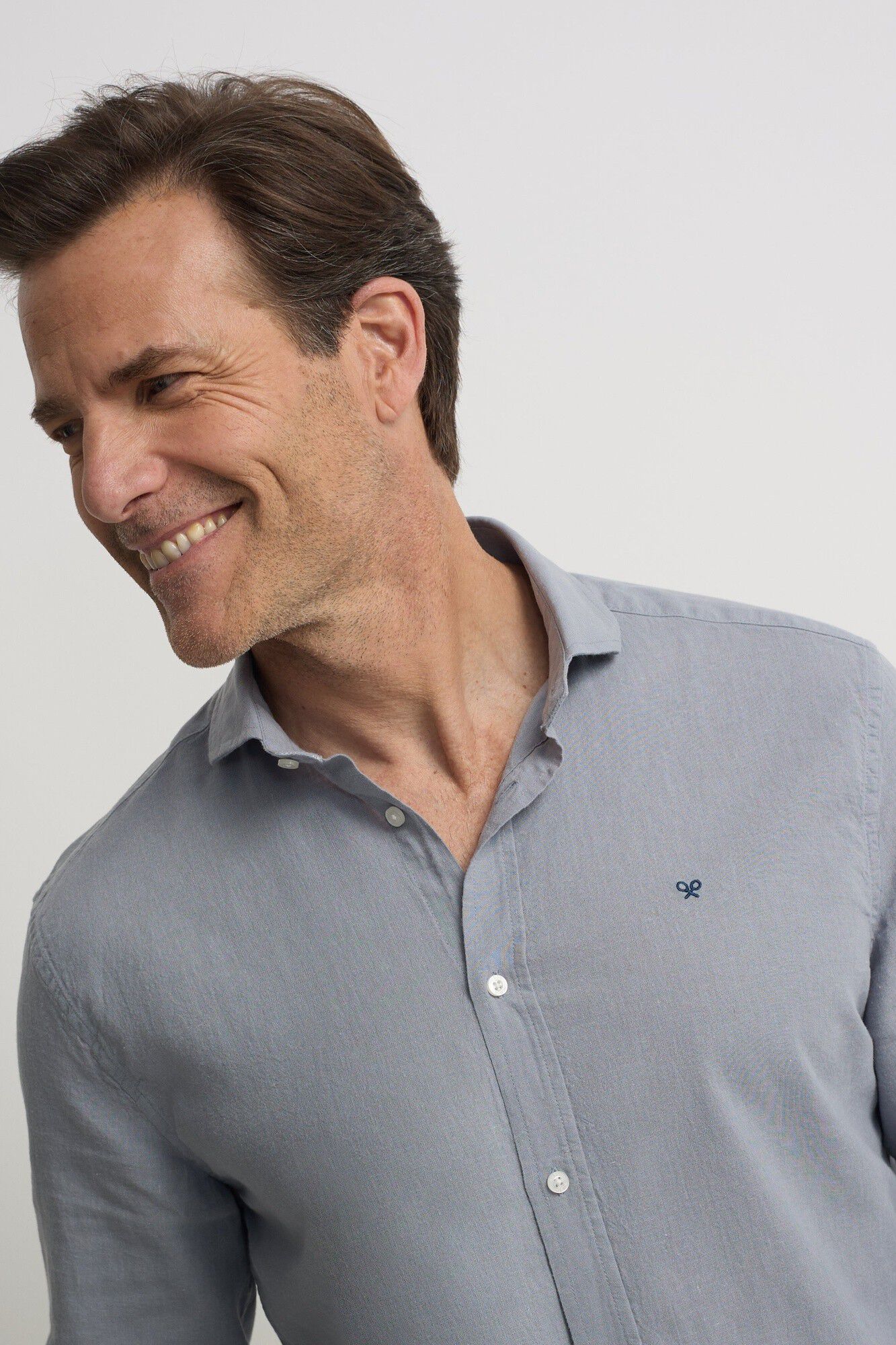 Silbon Camisa sport em linho Azul