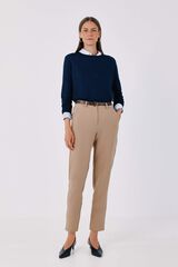 Cortefiel Pantal&oacute;n mujer de vestir con cintur&oacute;n Beige