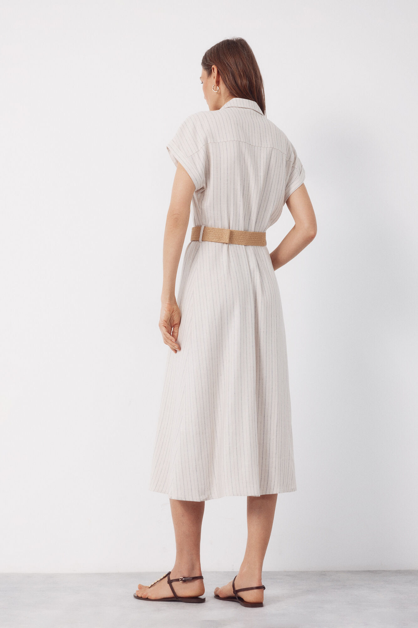 Cortefiel Linen dress Printed white