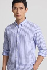 Silbon Bicolour striped oxford sport shirt Blue
