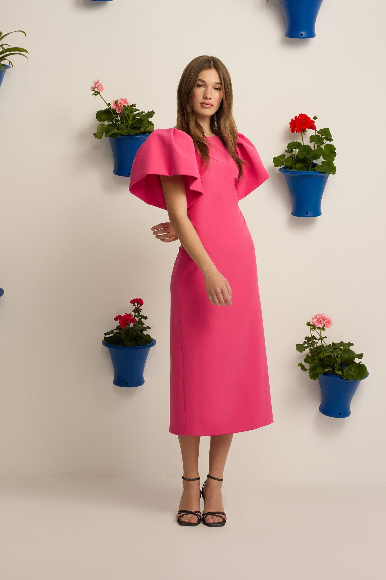 Silbon Vestido Event Collection midi manga abullonada