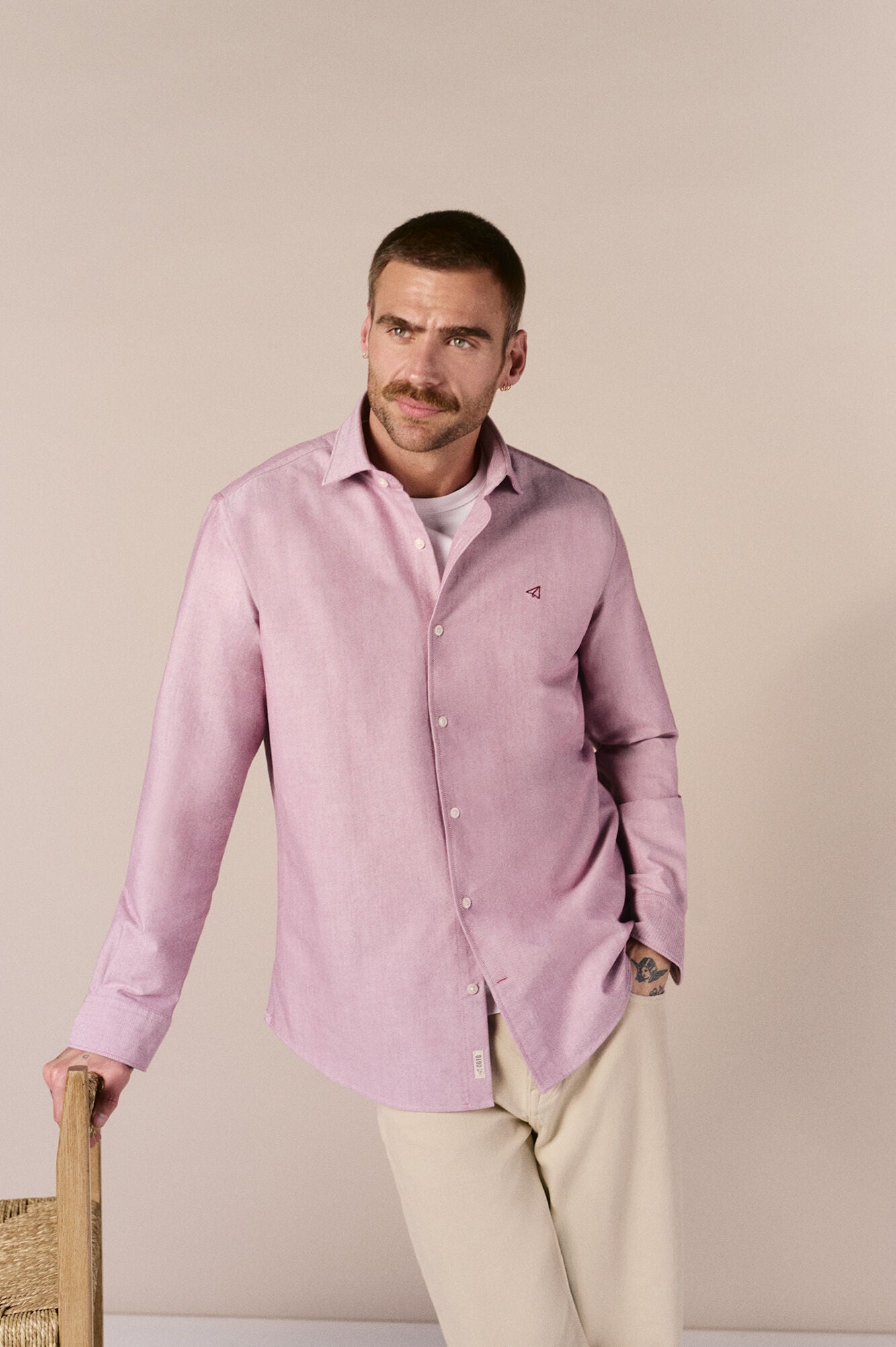 OOTO Camisa oxford lisa de manga comprida Granada