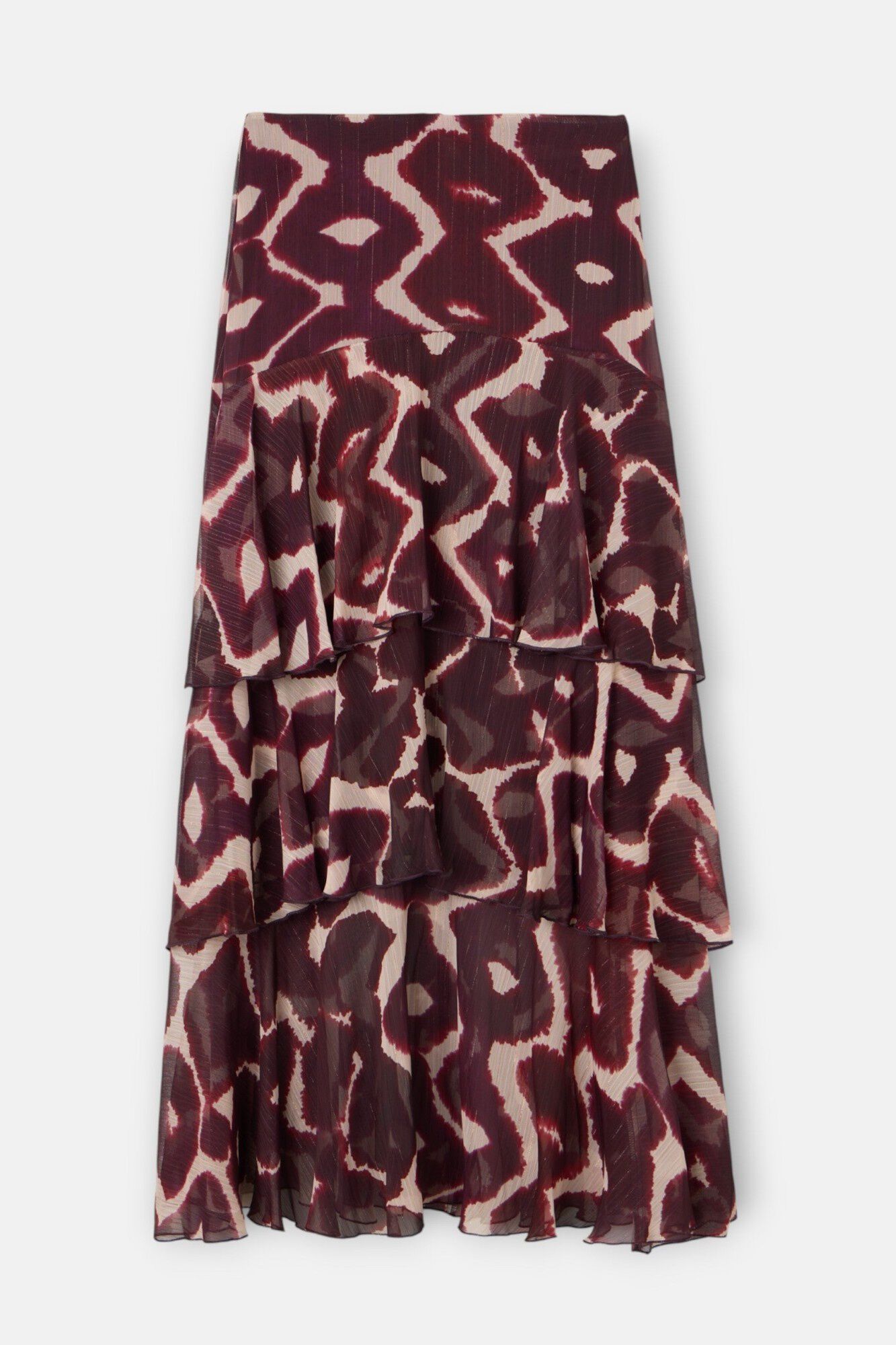 Silbon Saia comprida com folhos estampada Castanho