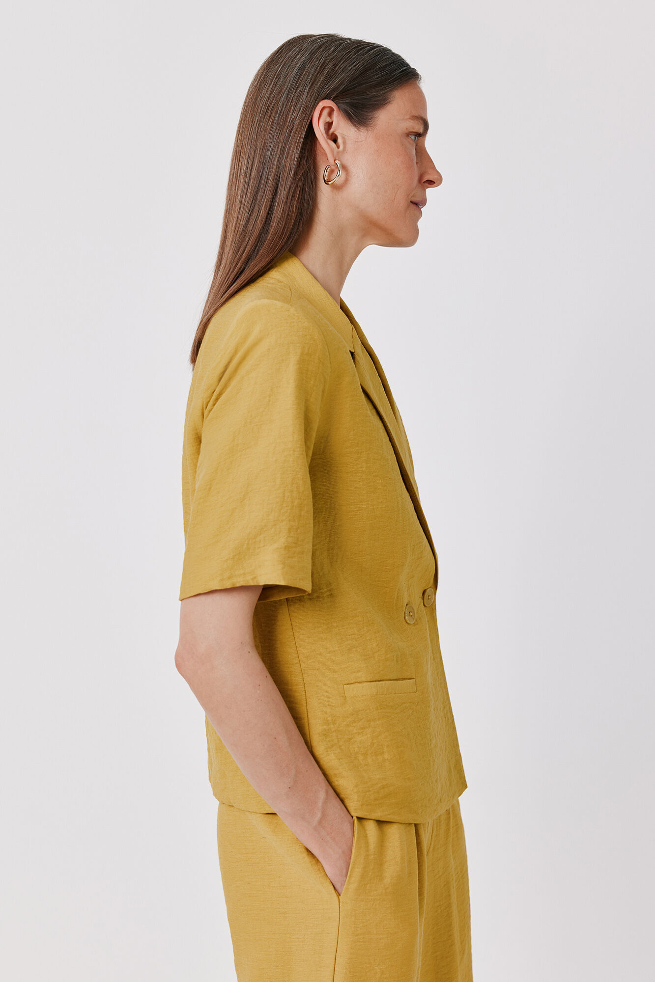 Cortefiel Women's short sleeve blazer Yellow