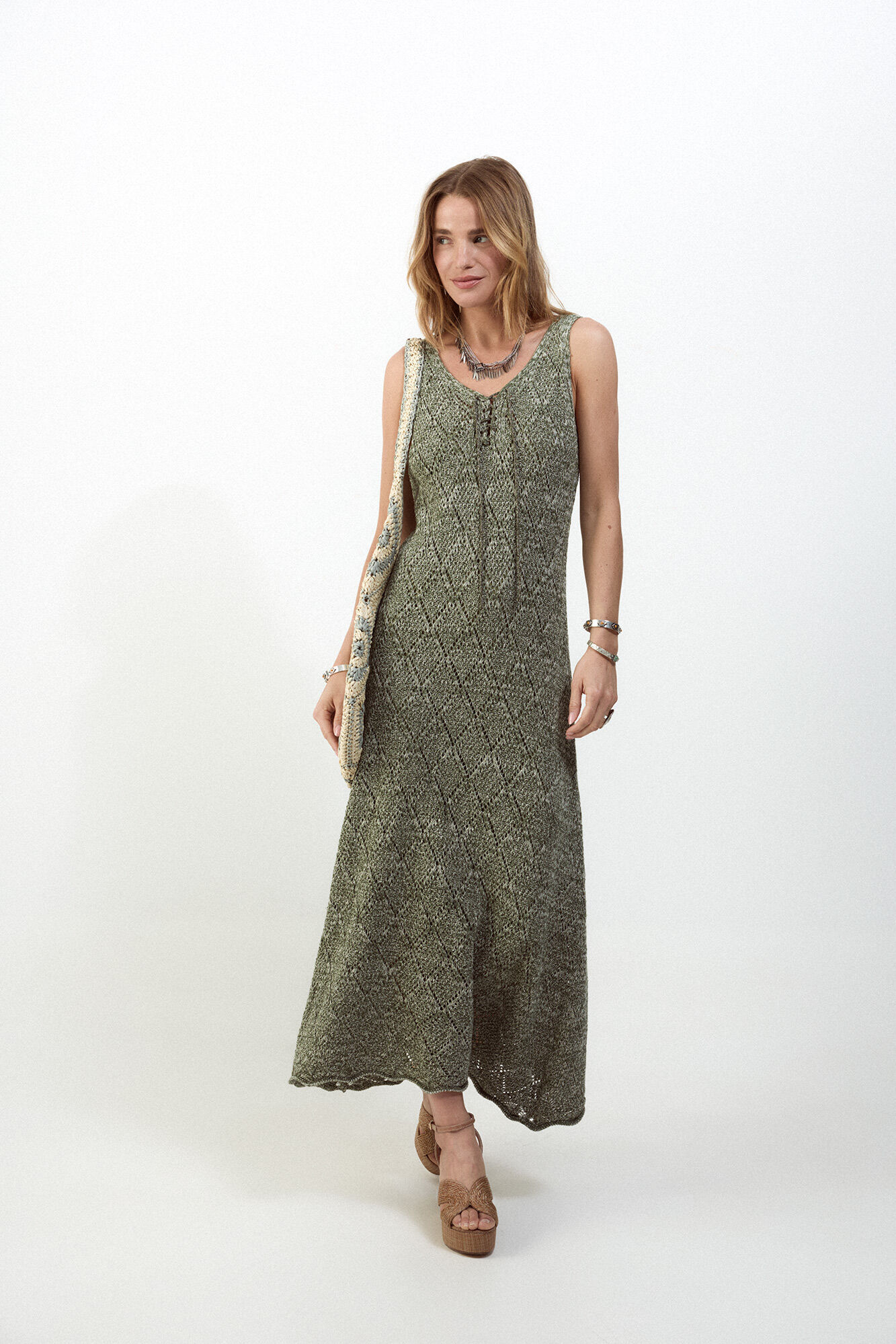 Slowlove Vestido largo calado