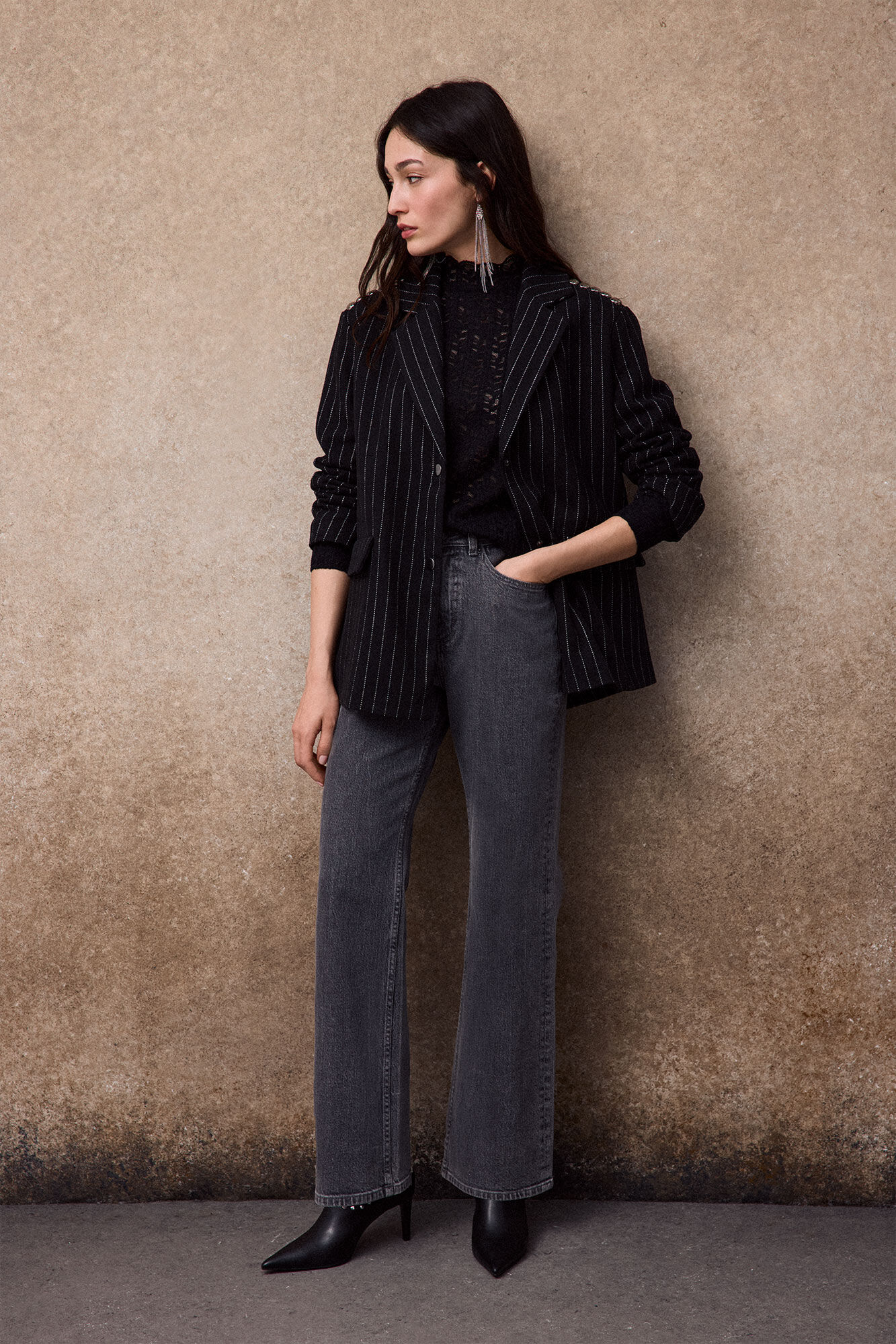 Slowlove Blazer com tachas Cinzento