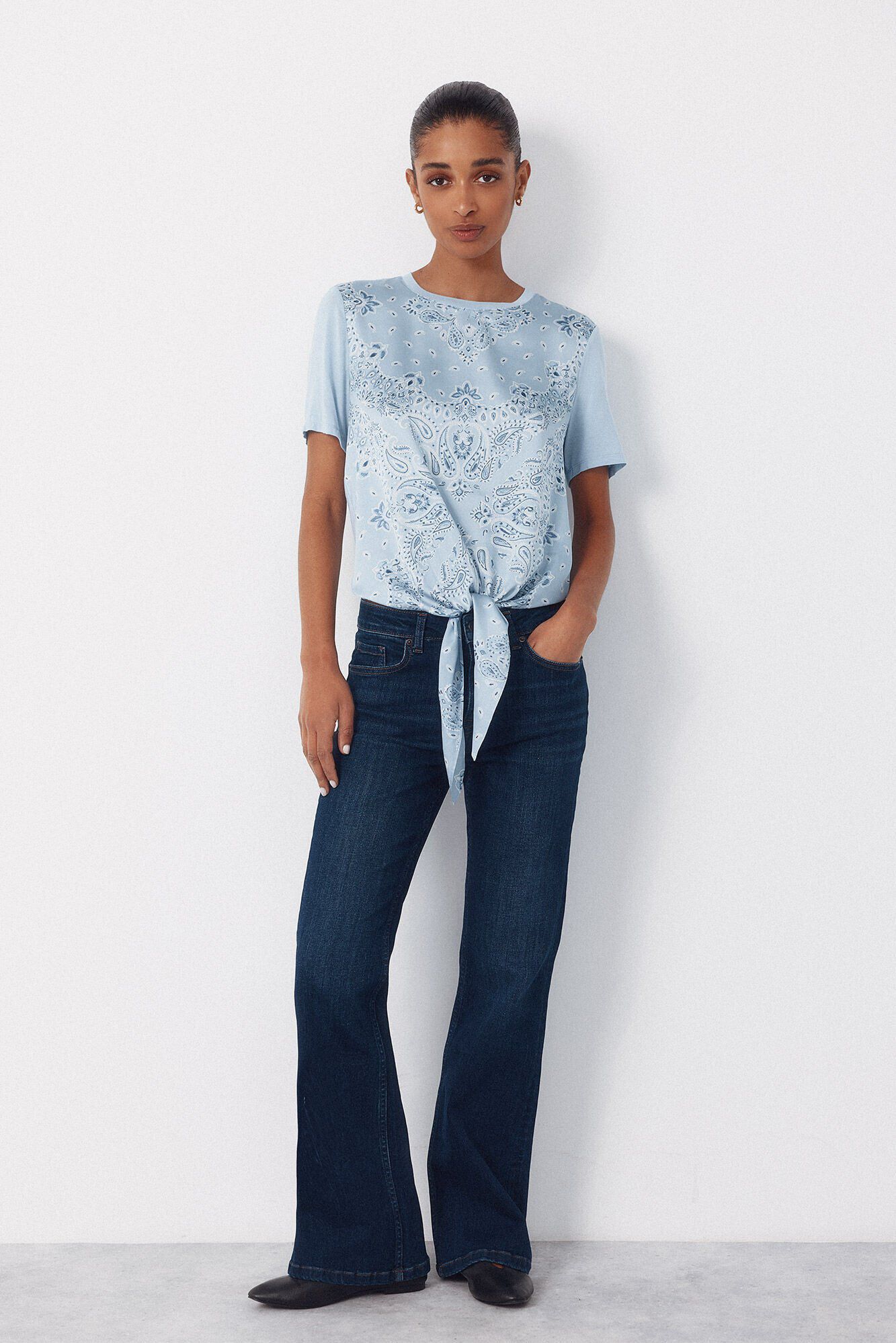 Cortefiel Combined printed top Blue