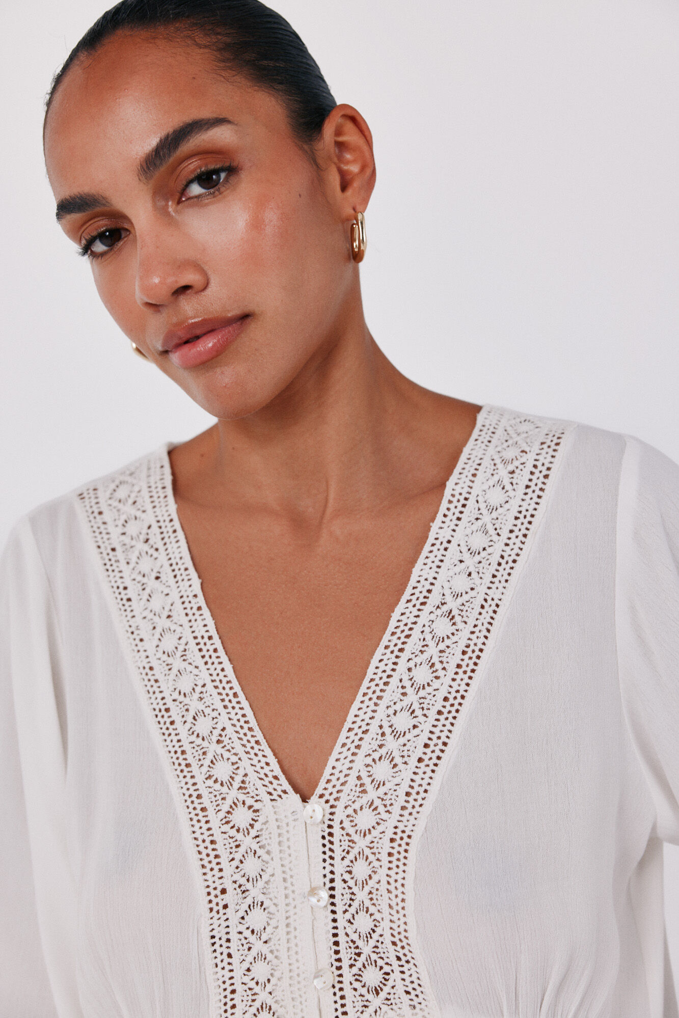 Cortefiel Lace blouse White