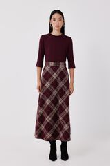 Cortefiel Plaid print ruched dress Red