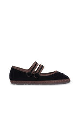 Flabelus Velvet Mary Jane shoes Black
