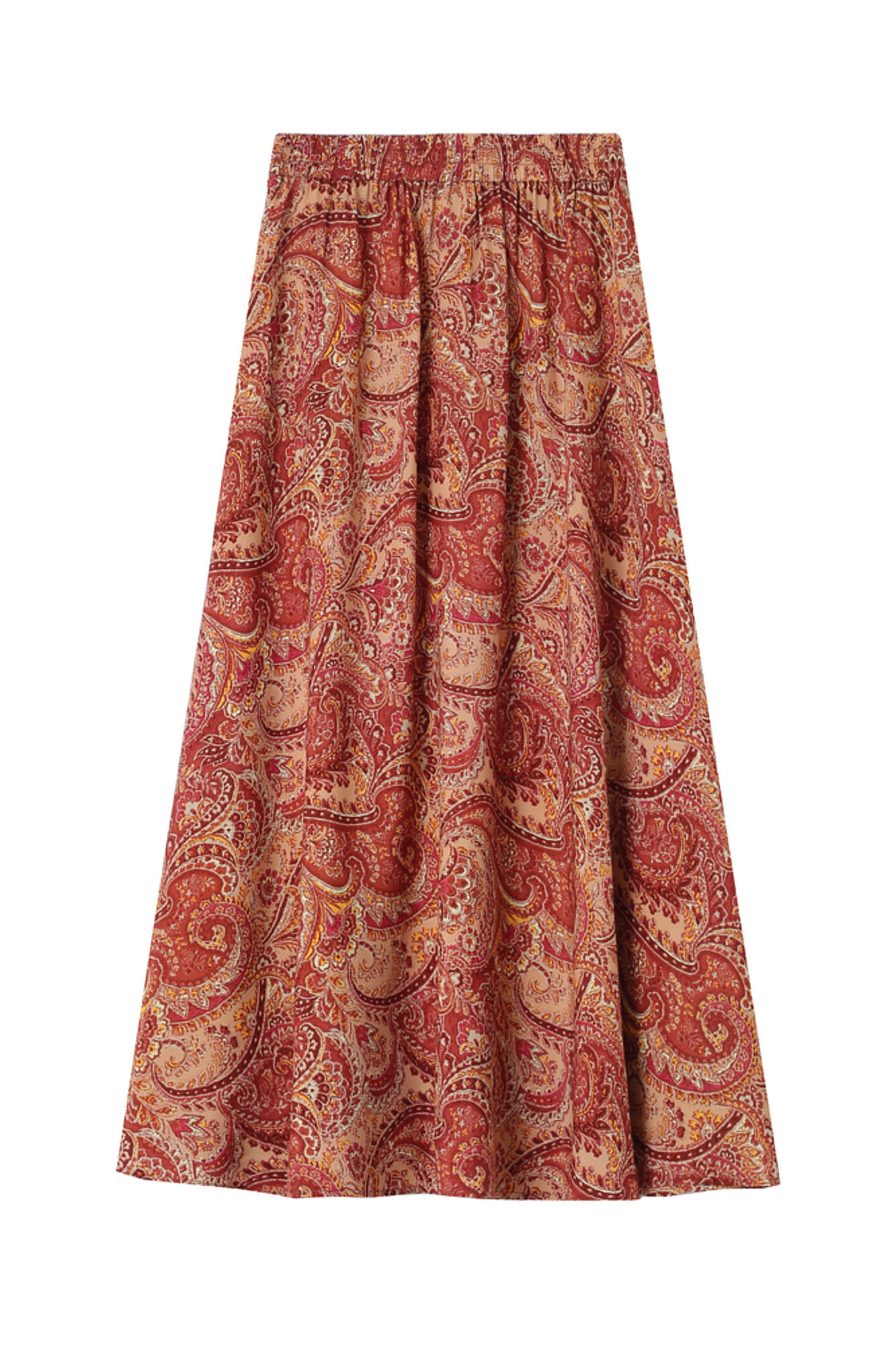 Grace & Mila Long flowing printed skirt with graphic motif Coral