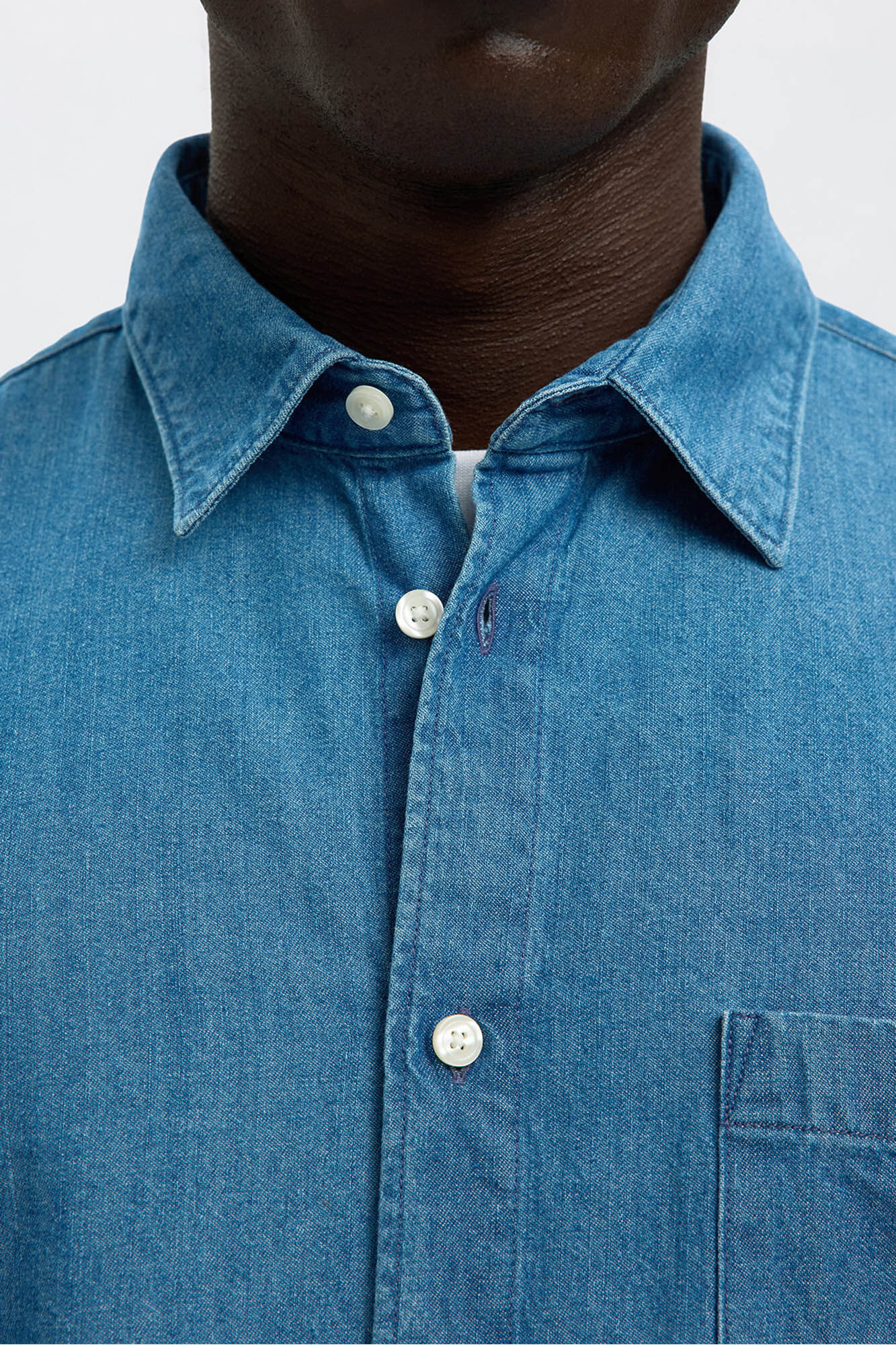 Selected Camisa de ganga leve 100% algod&atilde;o org&acirc;nico