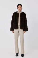 Cortefiel Faux fur short coat Dark brown