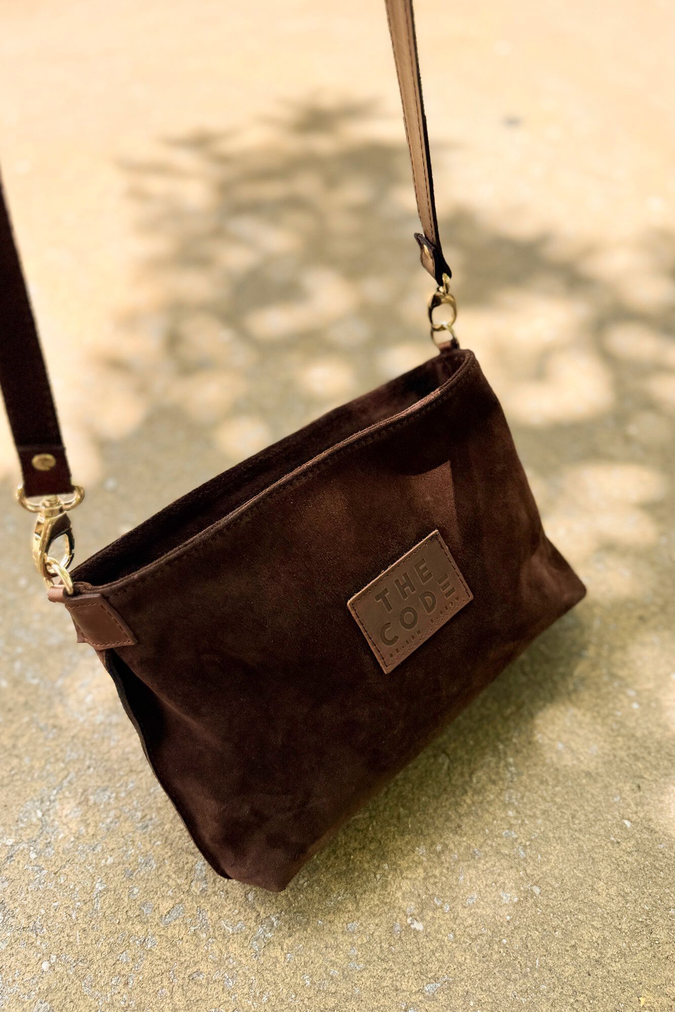 The Code Suede Dakota crossbody Dark brown
