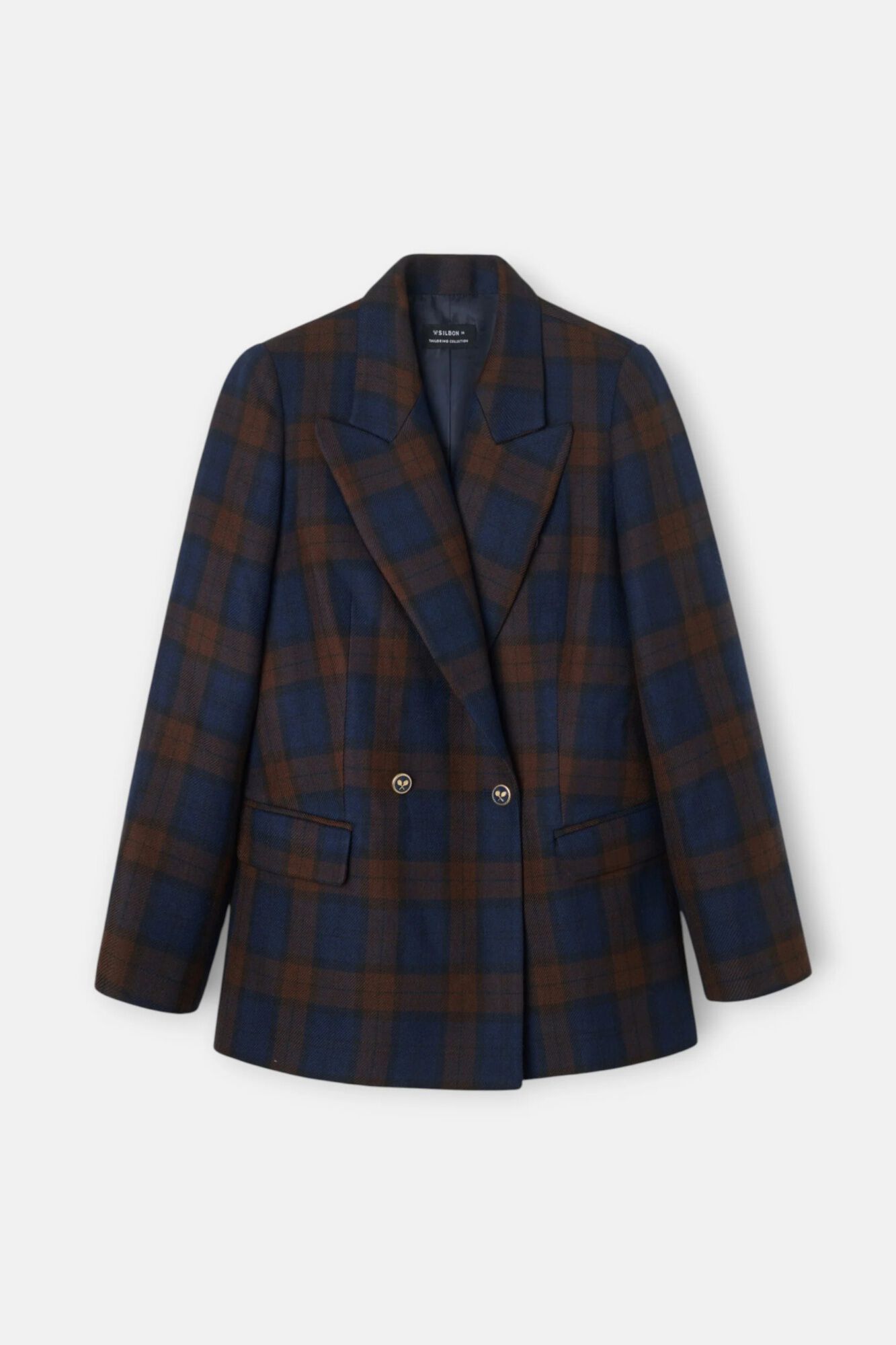 Silbon Blazer cruzado aos quadrados Azul