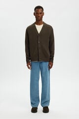 Selected V neck wool cardigan Brown