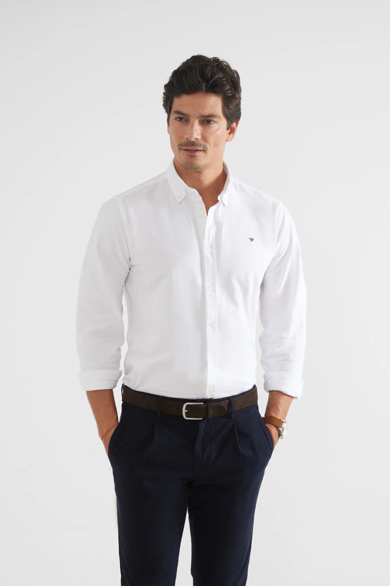 Silbon Camisa sport oxford regular fit Branco