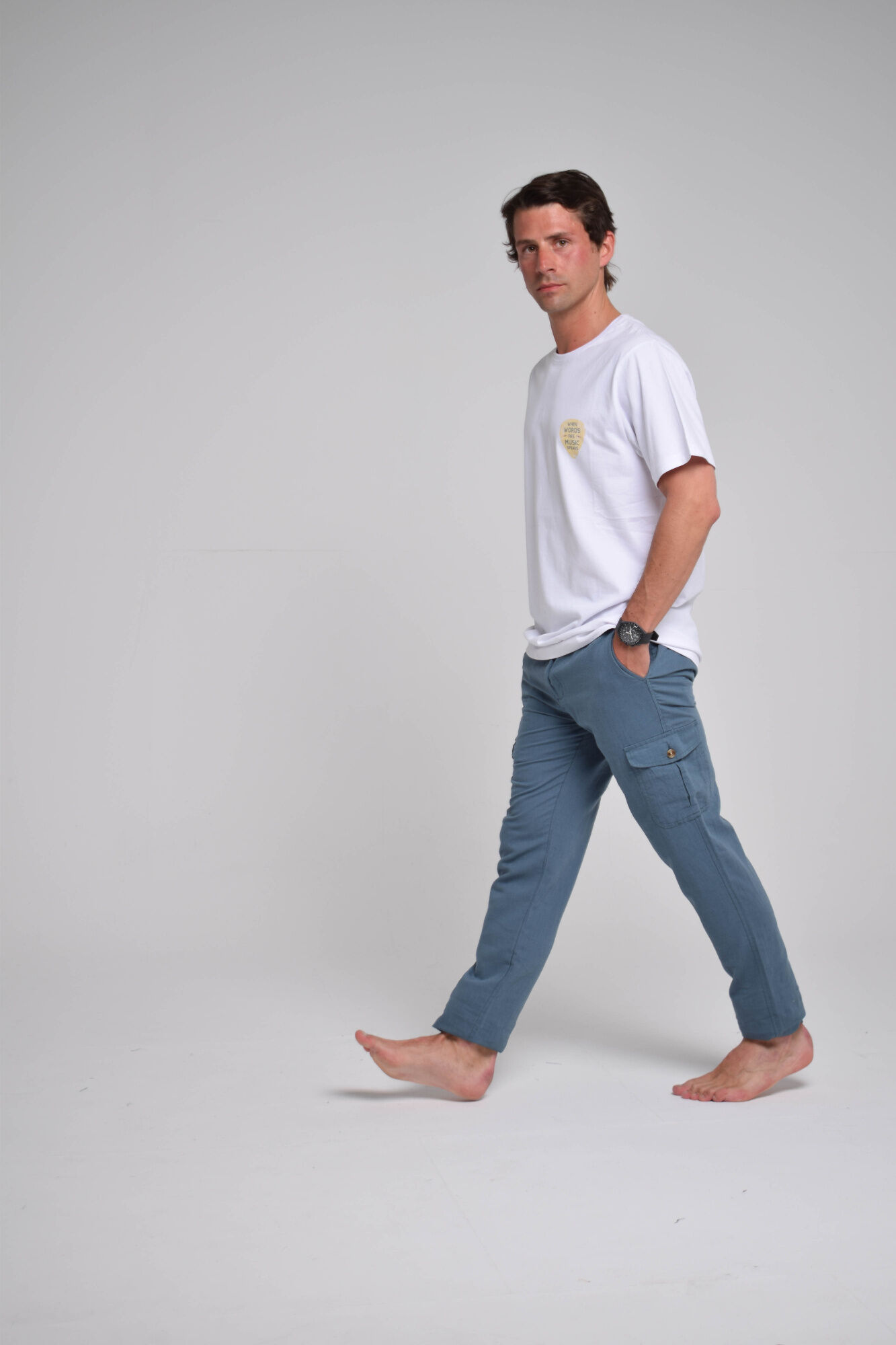 Cloking Linen cargo trousers Blue