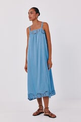 Cortefiel Satin-finish lingerie dress Blue
