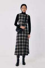 Cortefiel Plaid midi skirt Printed blue