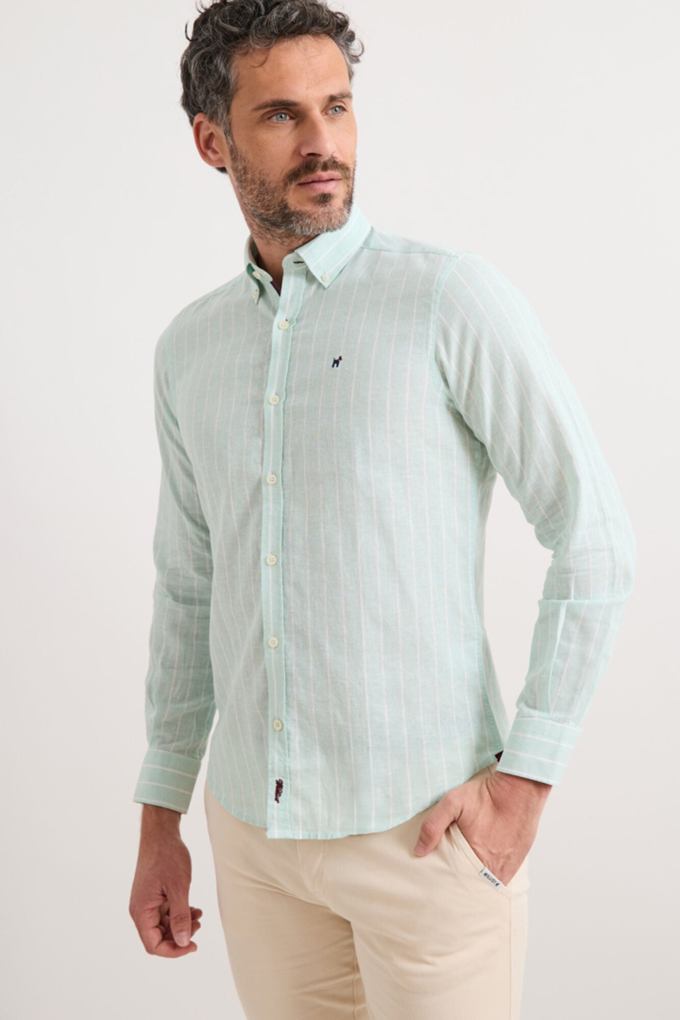 Williot Camisa de linho de riscas finas