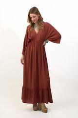 Slowlove Vestido estampado combinado Castanho