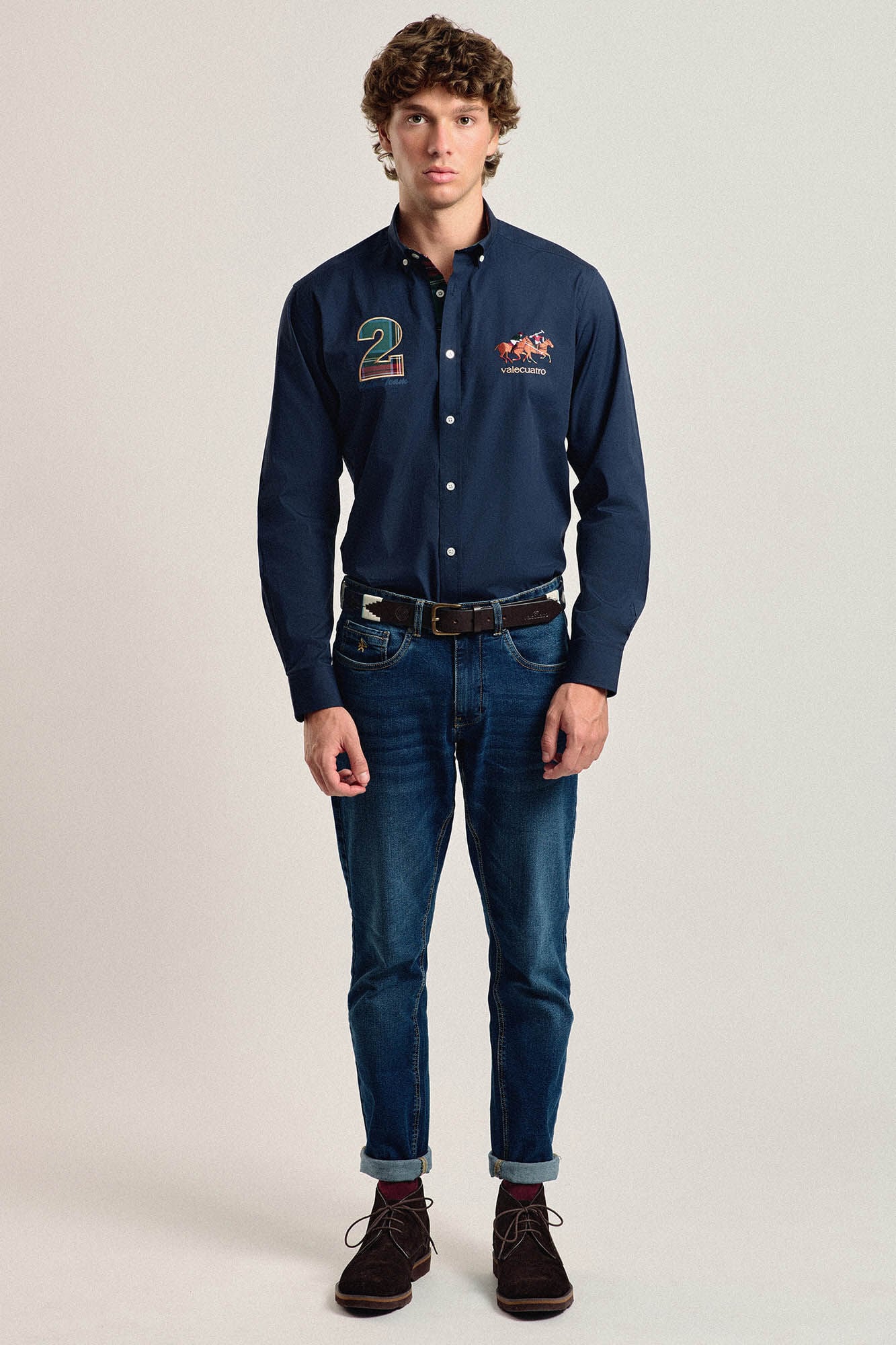 Valecuatro Camisa masculina modelo cavalo azul marinho Valecuatro Azul