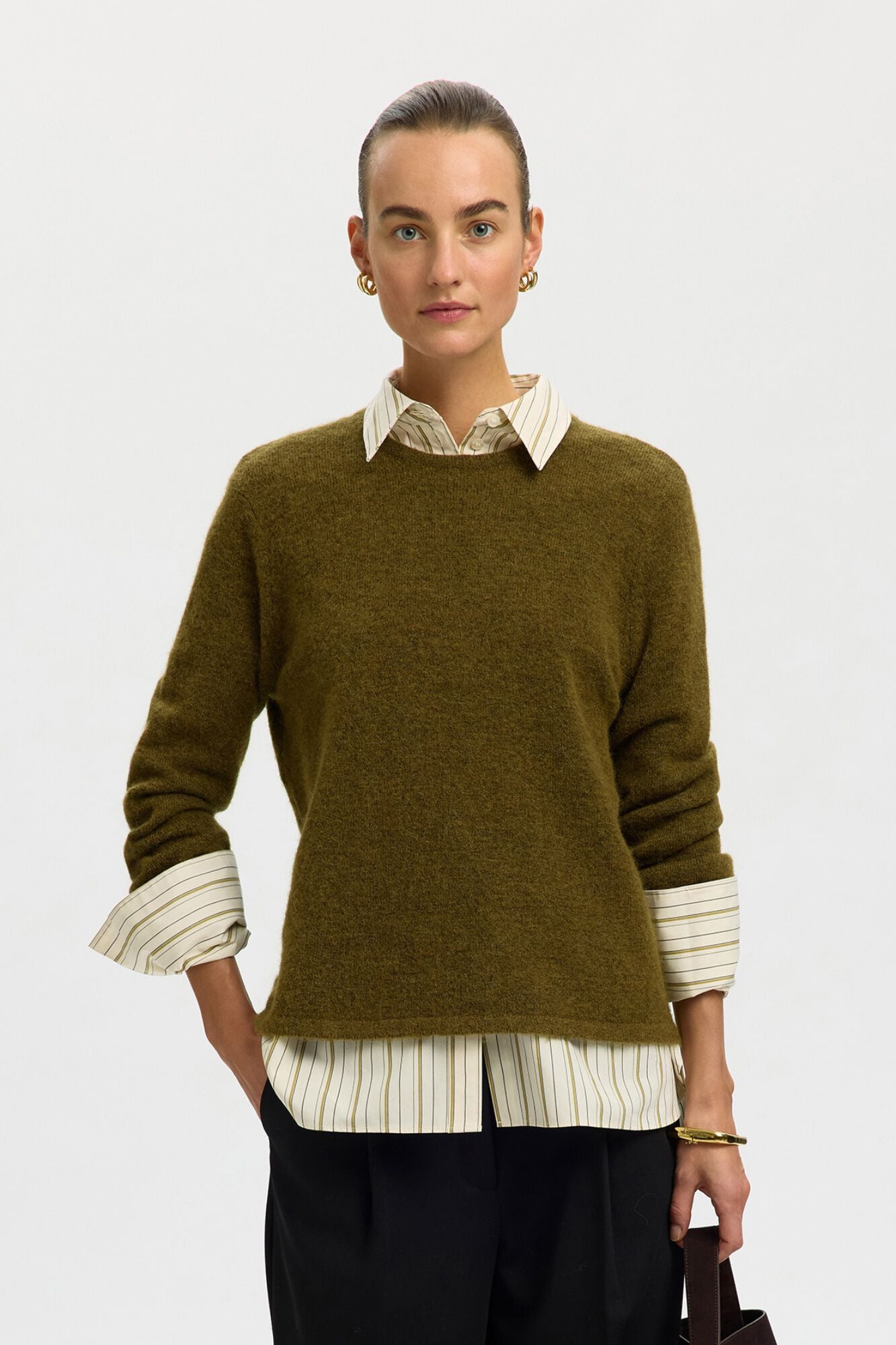 Selected Wool and alpaca jumper Green