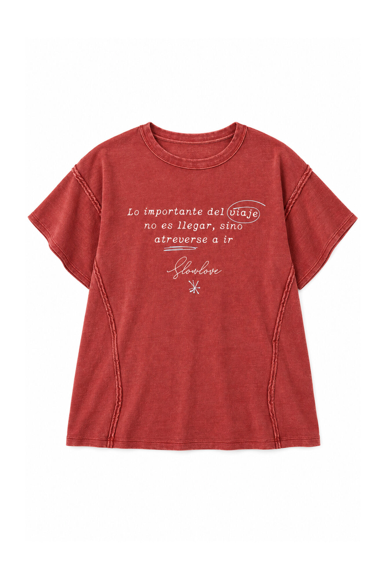 Slowlove Print T-shirt Orange