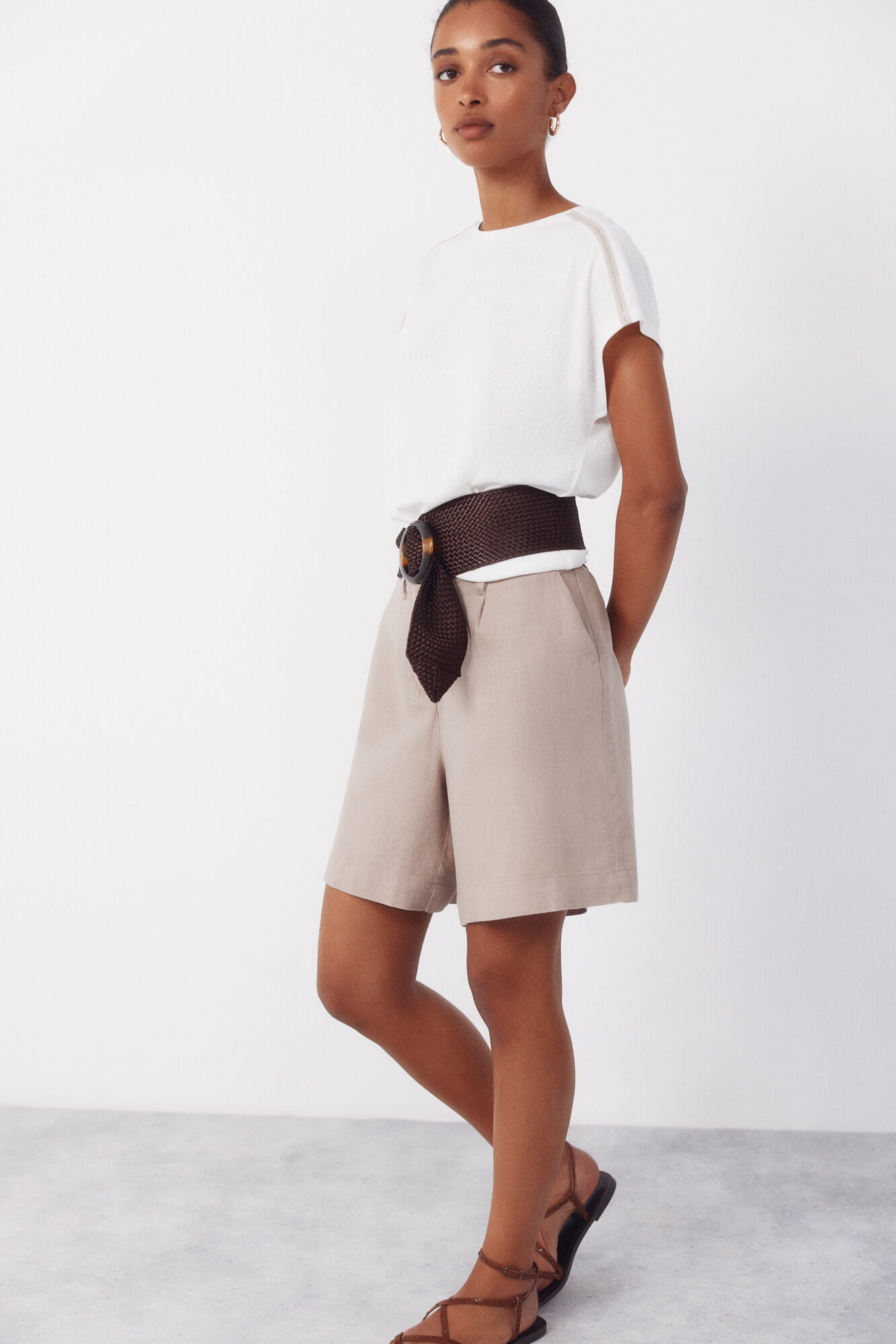 Cortefiel Plain linen bermuda shorts