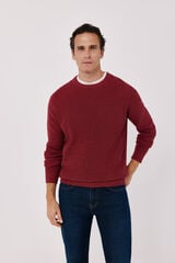 Cortefiel Pearl knit cotton crew neck jumper Maroon