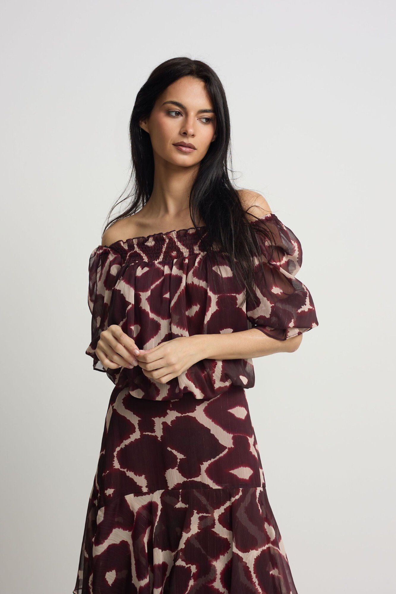 Silbon Blusa franzida estampada