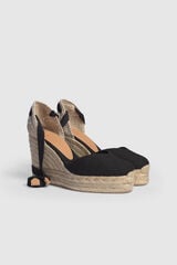 Casta&ntilde;er Chiara wedge espadrille made in canvas Black