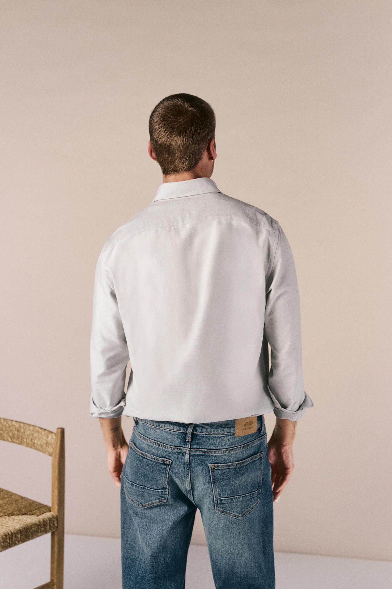 OOTO Camisa oxford lisa de manga comprida Verde